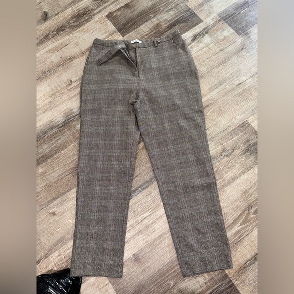 Cato Pants - Cato Brown Plaid Straight Leg Women's Pants
